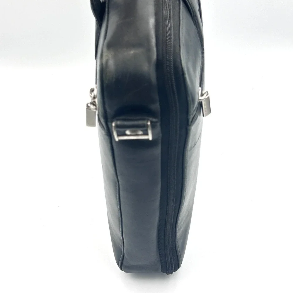 Vintage Porsche Design Black Leather Laptop Briefcase Y2K Luxury Corporate Sleek